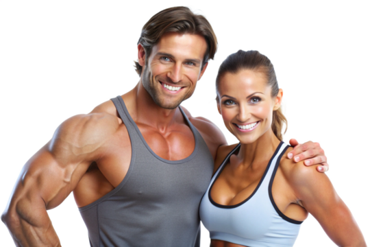 Portrait of a smiling fitness couple png