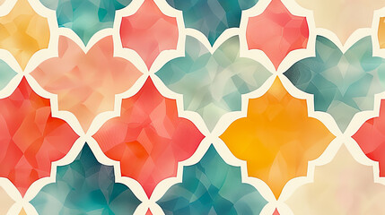 Colorful quatrefoil seamless pattern is repeating on gradient background, ideal for fashion design, printing on fabric or paper