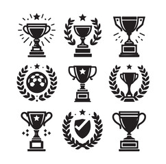 Trophy cup icon collection silhouette vector illustration 