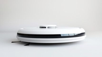 White robot vacuum cleaner isolated white background, elegant design advanced functions