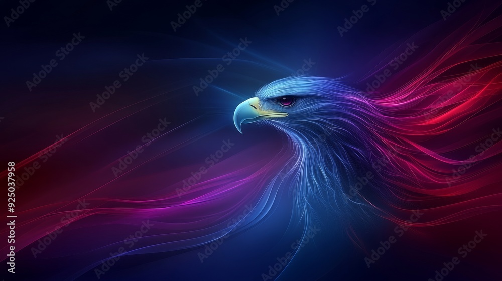Poster wireframe design showing dynamic lines and points based on an abstract eagle theme. the perfect choi