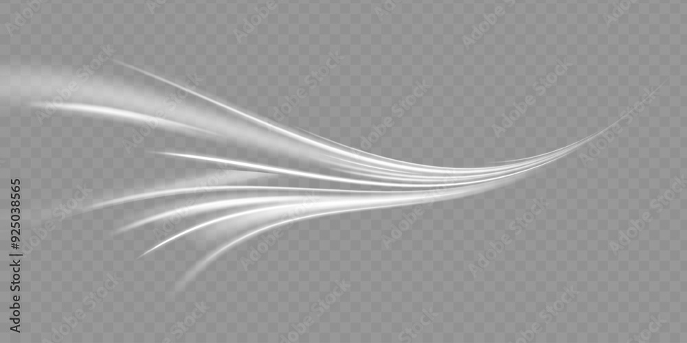 Poster White shiny sparks of spiral wave. Curved bright speed line swirls. Shiny wavy path. Magic golden swirl with highlights. Glowing swirl bokeh effect.
