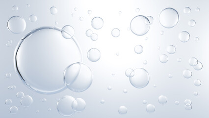 Bubble Molecules Cosmetic serum, Cosmetic Essence, Skin Rejuvenation, Cosmetic Background, 3D Rendering