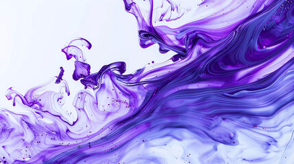 Paint Texture with Defocused White, Purple, and Blue Ink Swirl, Rotating Gel Drop and Sparse Circle Stains, Abstract Art Background with Messy Lines