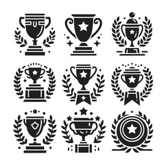 Trophy cup icon collection silhouette vector illustration 