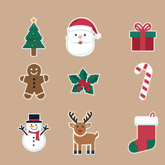 a collection of christmas icons including santa, santa, snowman, and reindeer.