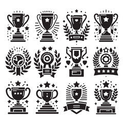 Trophy cup icon collection silhouette vector illustration 