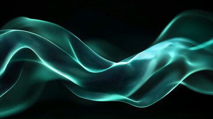 Floating 3d analog digital geometrical waves in teal color