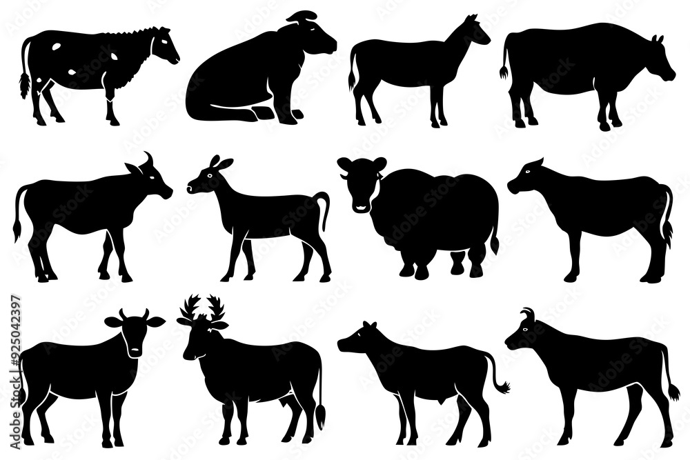 Wall mural farm animals collection vector illustrations