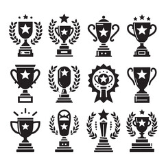 Trophy cup icon collection silhouette vector illustration 