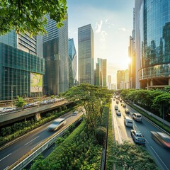 Fototapeta premium City at night with busy traffic