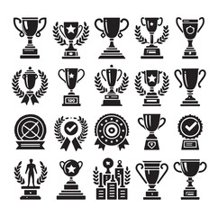 Trophy cup icon collection silhouette vector illustration 