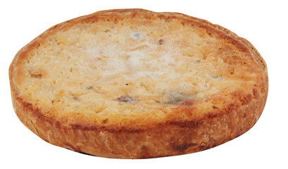 Spoiled and moldy bread cut out isolated transparent background