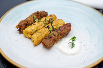 BBQ meat, Kebab with yogurt sauce