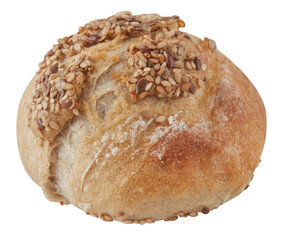 Freshly baked bread cut out isolated transparent background