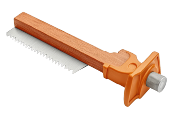 Hand saw with ergonomic handle isolated on white background