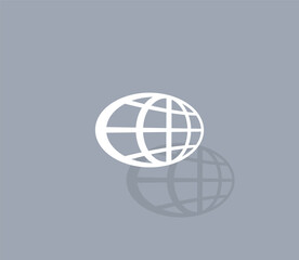 Vector icon of white color with shadow on gray background