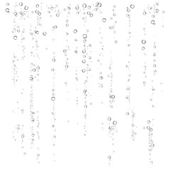 Oxygen air bubbles  flow  in water on white  background.