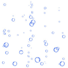 Oxygen air bubbles  flow  in water on white  background.