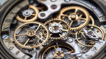 Closeup of Intricate Watch Mechanism