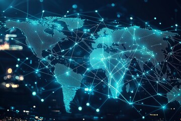 Global Digital Business Network Connection Illustration created with Generative AI