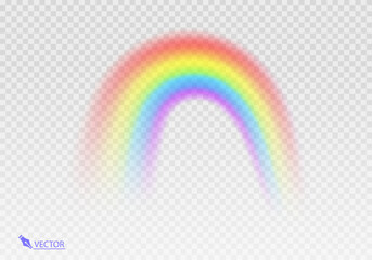 Rainbow Shape arch realistic isolated on transparent background. Colorful light and bright design element. Symbol of rain, sky, clear, nature. Graphic object Vector format