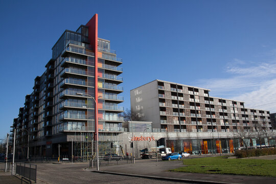 The Sainsburys building on Avebury Boulevard in Milton Keynes, Buckinghamshire in the UK