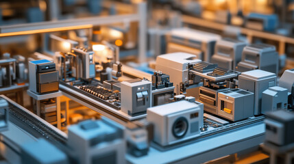 Advanced assembly line with appliances in various stages of production