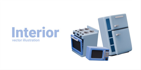 Vector interior elements. Isolated templates of household electrical appliances