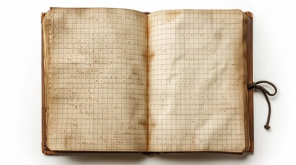 An open ledger mock up displays meticulously handwritten notes and calculations, showcasing historical record-keeping and documentation techniques