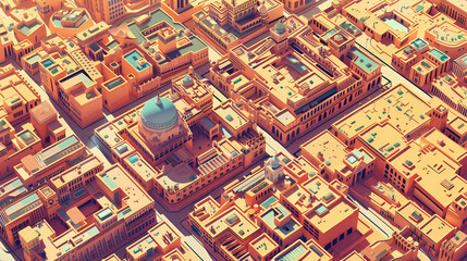 Drone view of Desert city ,vector image style