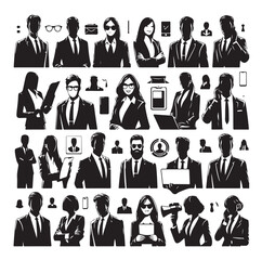 Business avatars set silhouette vector illustration