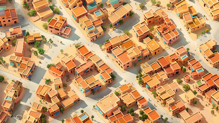 Drone view of Desert city ,vector image style