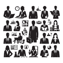 Business avatars set silhouette vector illustration