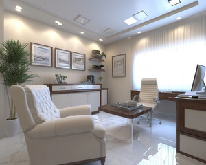 Fototapeta premium Professional 3d generated office business interior space.