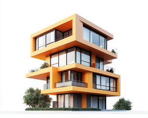 Obraz premium Professional 3d generated unique house architecture, ad mockup, isolated on a white background.