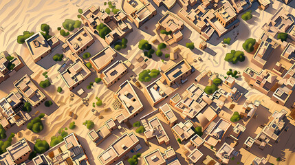 Drone view of Desert city ,vector image style