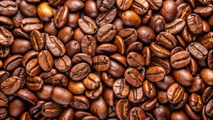 Obraz premium Close-up of coffee beans background, coffee, beans, close-up, background, texture, aroma, brown, roasted, drink, caffeine