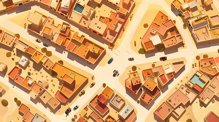 Drone view of Desert city ,vector image style