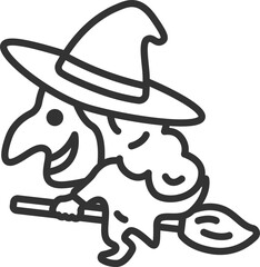 魔女のアイコン（線画）のイラスト
