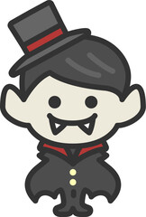 ドラキュラのアイコン（線画カラー）のイラスト