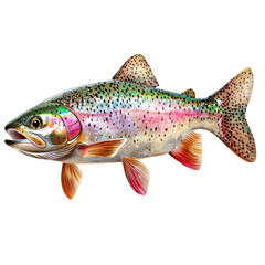 Speckled rainbow trout with red and orange accents, isolated on transparent background clipart