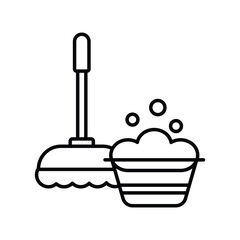 cleaning line icon with white background vector stock illustration