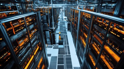 Highly Secure Data Center with Redundant Systems and Multiple Rooms for Network Operations