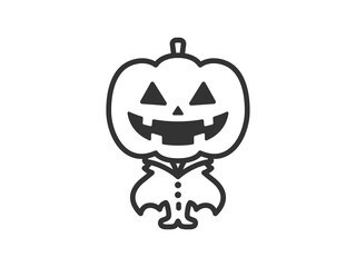 カボチャのゴーストのアイコン（線画）のイラスト

