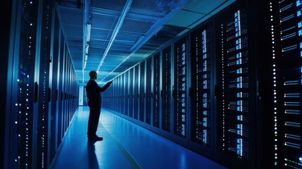 Upgrading Hardware: Technicians Installing Modern Equipment in Data Center