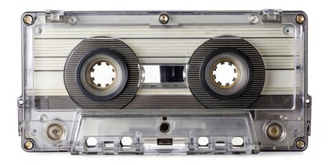 Back view compact audio cassette AKAI GX 90 in case box, IEC type II high quality , vintage, music, retro, nostalgia