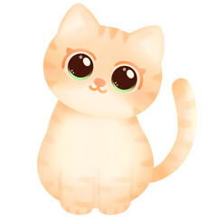 Orange cat Tilting Its Head position paining Hand drawn water colors Ginger cat appreciation day