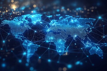Global Digital Business Network Connection Illustration created with Generative AI