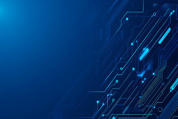 Futuristic vector illustration of a blue circuit board with intricate digital tech elements, perfect for advanced technology backgrounds.